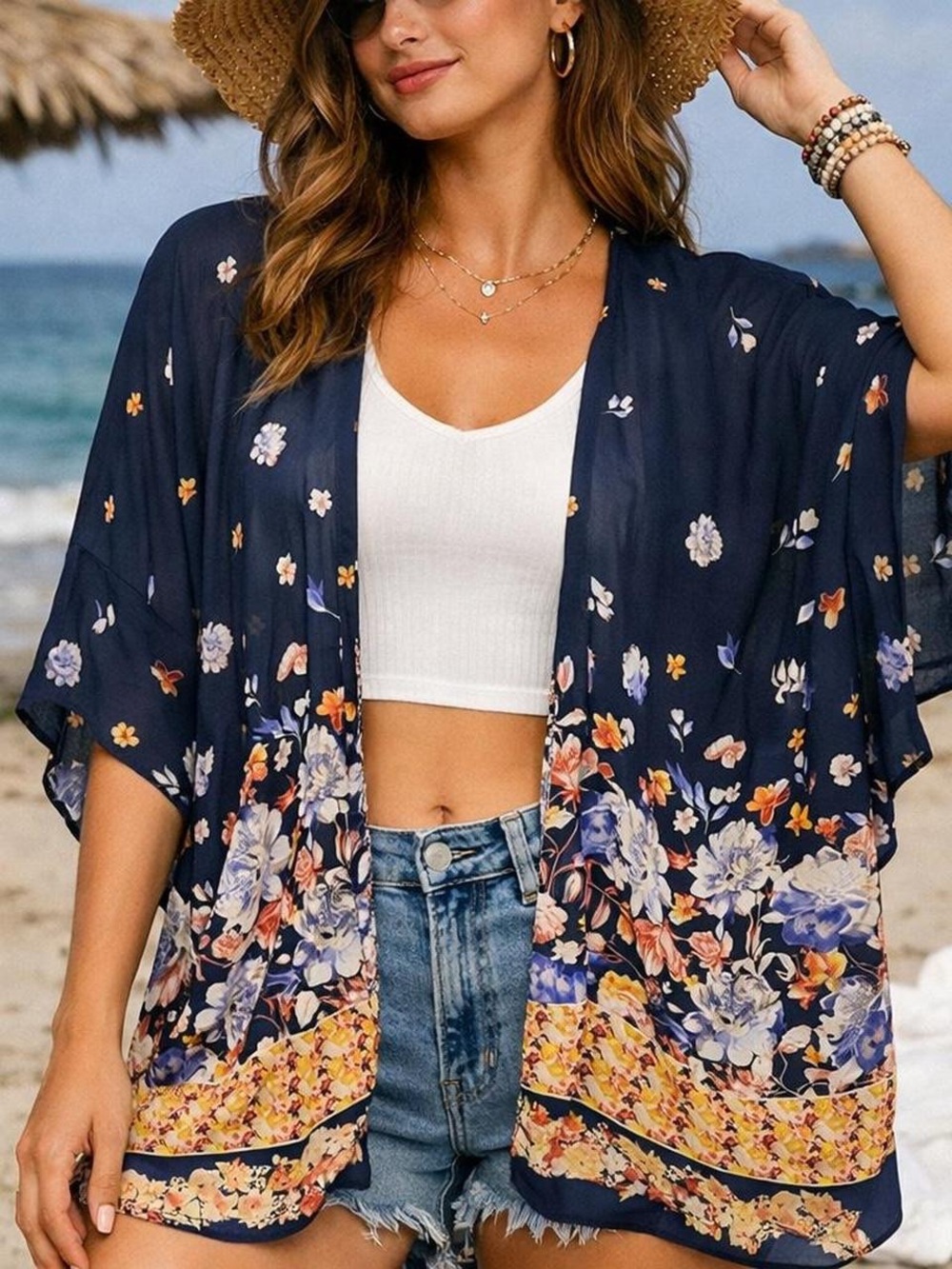 Maurice’s Bohemian Floral Oversized Kimono Duster OS | NWOT